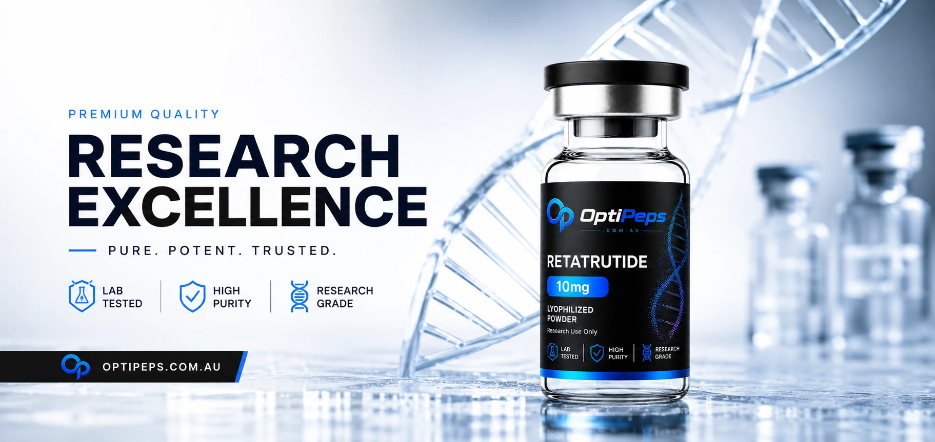 OptiPeps Australia — 99%+ purity research peptides, HPLC-MS verified, same-day dispatch Australia-wide